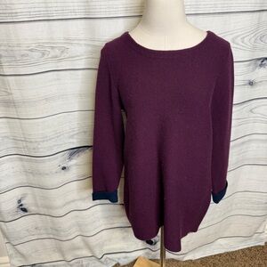 Nanette Lepore Plum Crewneck Sweater with Navy Cuff Detail